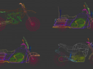 low poly motorcycle pack 02 Modello 3D