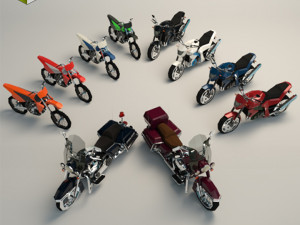 low poly motorcycle pack 02 Model 3D