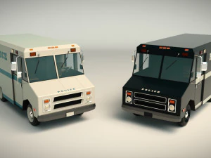 low poly police van 03 3D Model