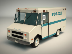 low poly police van 03 3D Модель