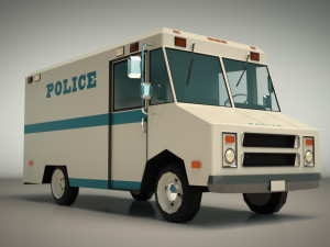 low poly police van 03 3D Модель