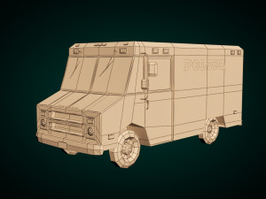 low poly police van 03 3D Модель