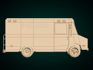 low poly police van 03 3D Модель
