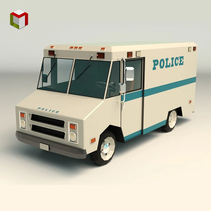 low poly police van 03 3D Model .c4d .max .obj .3ds .fbx .stl .blend