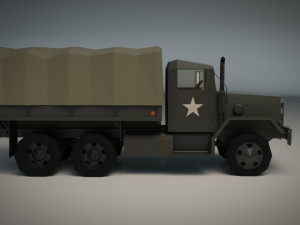 low poly military truck 02 3D Модель