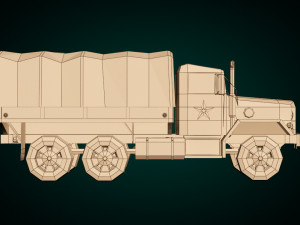 low poly military truck 02 3D Модель