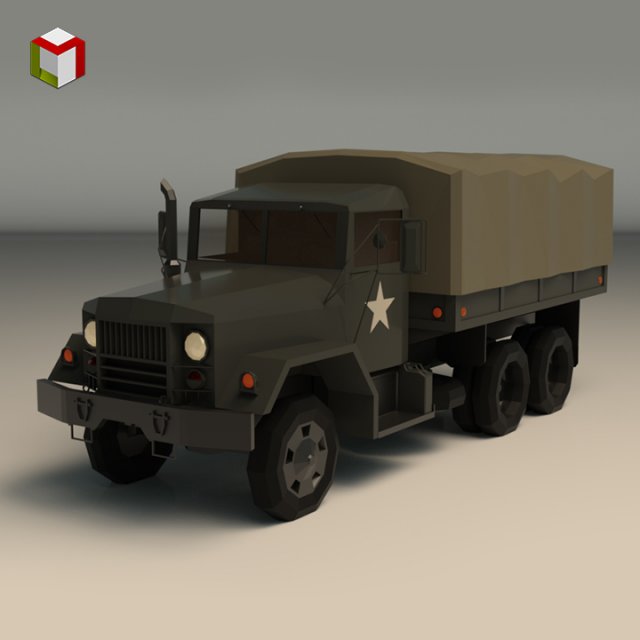 low poly military truck 02 3D Модель .c4d .max .obj .3ds .fbx .stl .blend 