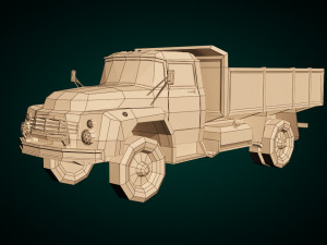 low poly vintage truck 02 3D 模型