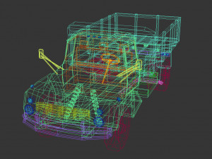 low poly vintage truck 02 3D 模型