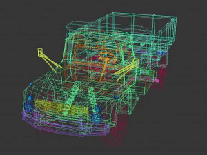 camion vintage low poly 02 Modello 3D