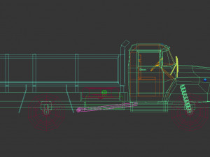 low poly vintage truck 02 3D 模型