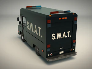 furgone swat low poly 01 Modello 3D