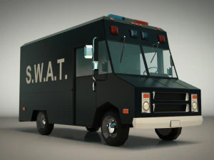 furgone swat low poly 01 Modello 3D
