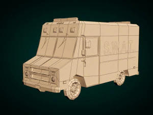 furgone swat low poly 01 Modello 3D