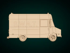 furgone swat low poly 01 Modello 3D