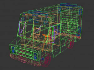 furgone swat low poly 01 Modello 3D