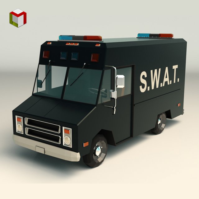 low poly swat van 01 3D-Modell .c4d .max .obj .3ds .fbx .stl .blend 