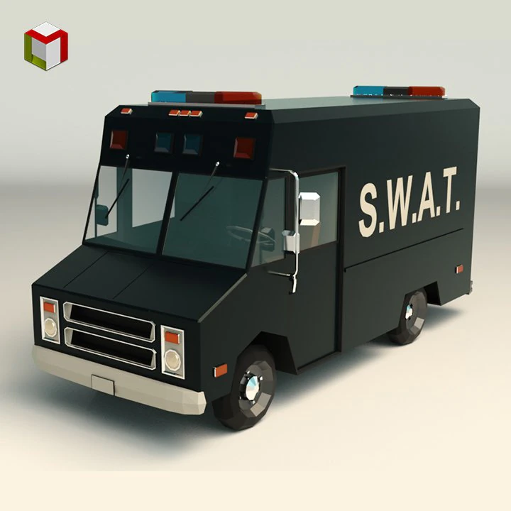 furgone swat low poly 01 Modello 3D .c4d .max .obj .3ds .fbx .stl .blend