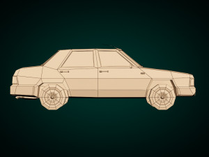 low poly sedan car 07 Model 3D