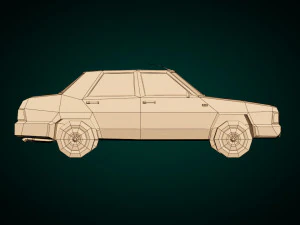 low poly sedan car 07 3D Model