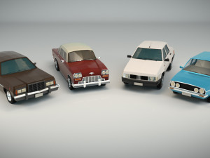 low poly sedan car pack 01 3D Model