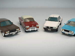 low poly sedan car pack 01 3D Model