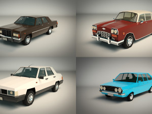 low poly sedan car pack 01 3D Model