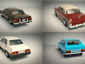 low poly sedan car pack 01 3D Model