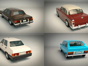 low poly sedan car pack 01 3D Model