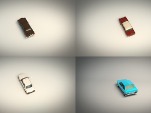 low poly sedan car pack 01 3D Model