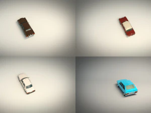 low poly sedan car pack 01 3D Model