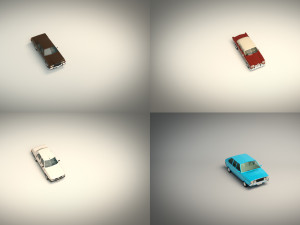 low poly sedan car pack 01 3D Model