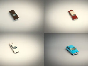 low poly sedan car pack 01 3D Model