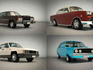 low poly sedan car pack 01 3D Model