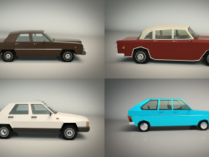 low poly sedan car pack 01 3D Model