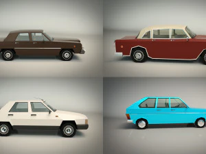 low poly sedan car pack 01 3D Model