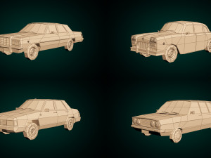 low poly sedan car pack 01 3D Model