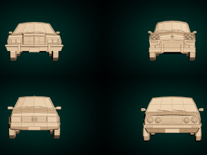 low poly sedan car pack 01 3D Model