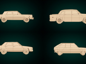 low poly sedan car pack 01 3D Model