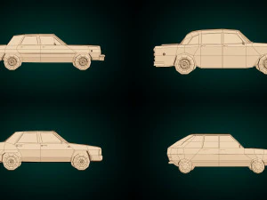 low poly sedan car pack 01 3D Model