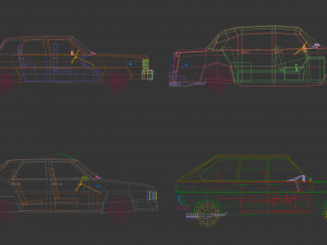 low poly sedan car pack 01 3D Model