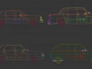 low poly sedan car pack 01 3D Model