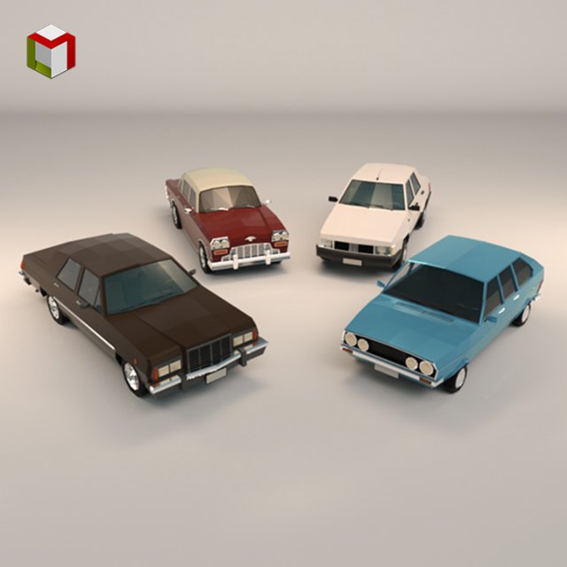 low poly sedan car pack 01 3D Model .c4d .max .obj .3ds .fbx .stl .blend 