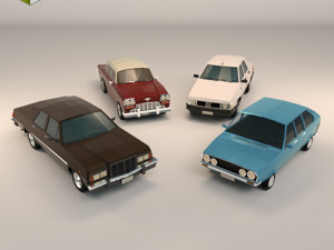 low poly sedan car pack 01 3D Model