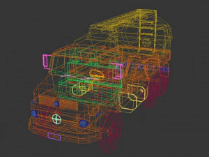 low poly vintage truck 03 3D Model