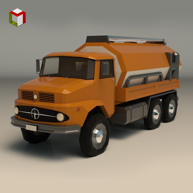 low poly vintage truck 03 3D Model .c4d .max .obj .3ds .fbx .stl .blend