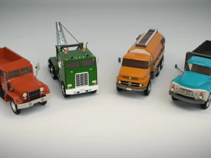 low poly truck pack 02 3D Model