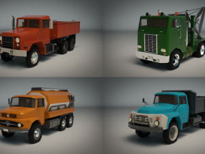 low poly truck pack 02 Modelo 3D