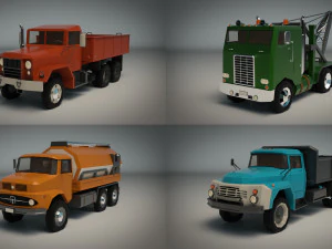 low poly truck pack 02 3D Model