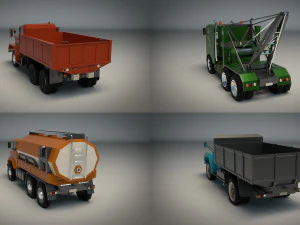 low poly truck pack 02 3D Model